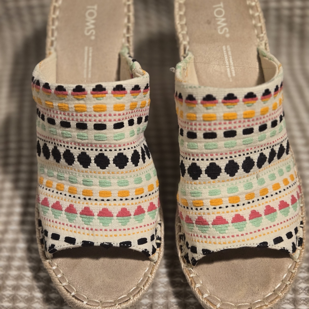 Toms Striped Wedge Espadrilles - Picture 2 of 5
